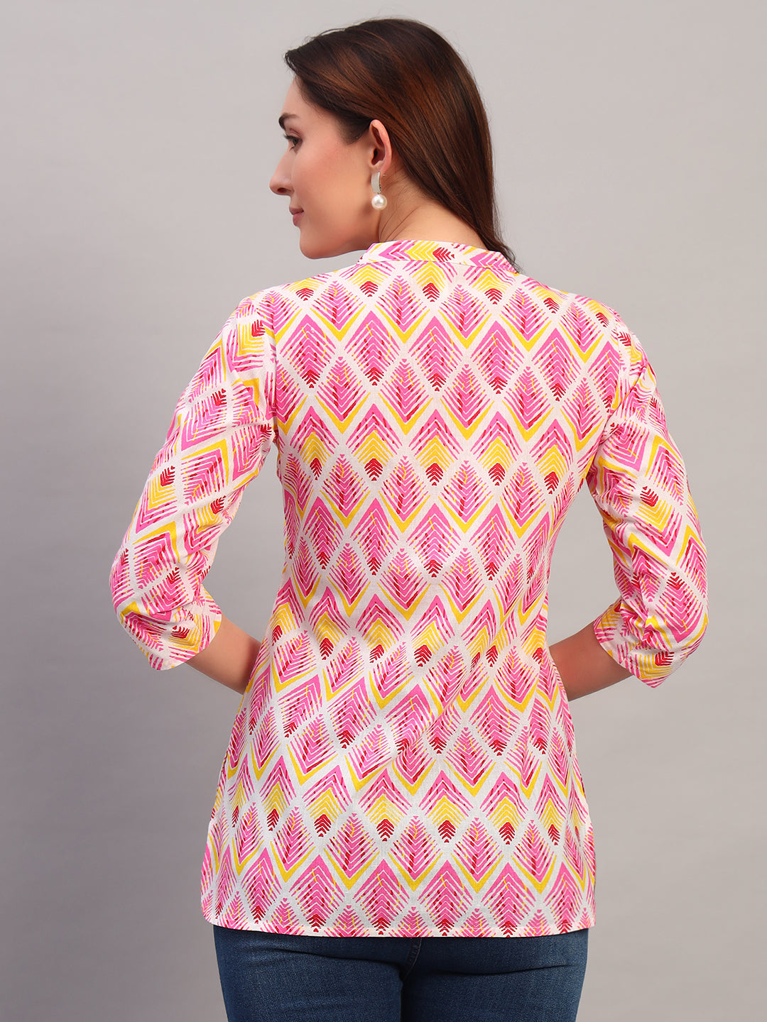 Pink Printed Cotton Tops & Tunic