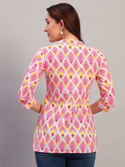 Pink Printed Cotton Tops & Tunic