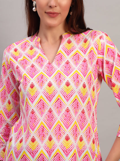 Pink Printed Cotton Tops & Tunic