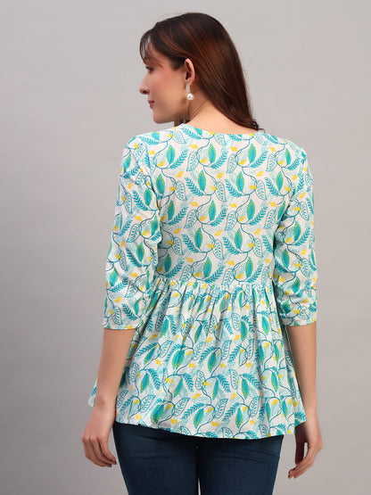 Pink Printed Blue Tops & Tunic