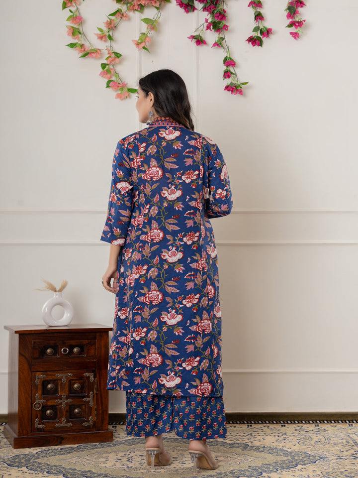 Rayon Printed Anarkali Kurta With Palazzo &amp; Dupatta Set