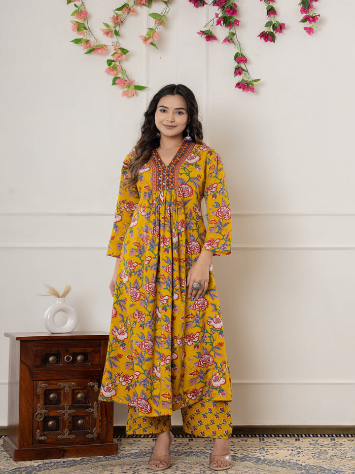 Rayon Printed Anarkali Kurta With Palazzo &amp; Dupatta Set