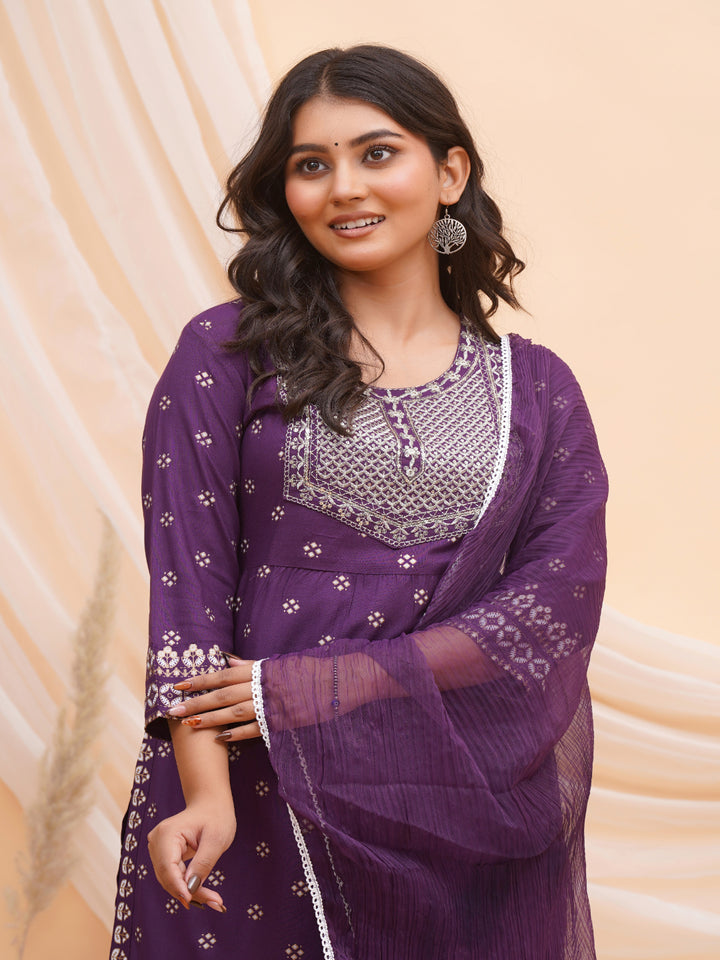 Embroidered  Kurta Bottom &amp; Dupatta Set