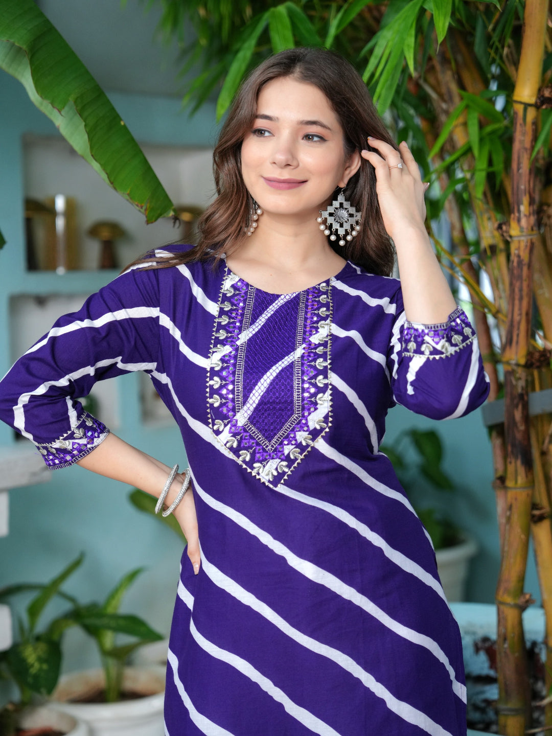 Embroidered Pure Cotton Blue Kurta