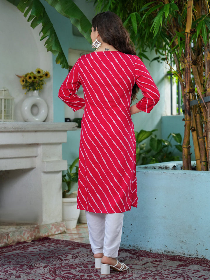 Embroidered Pure Cotton Pink Kurta