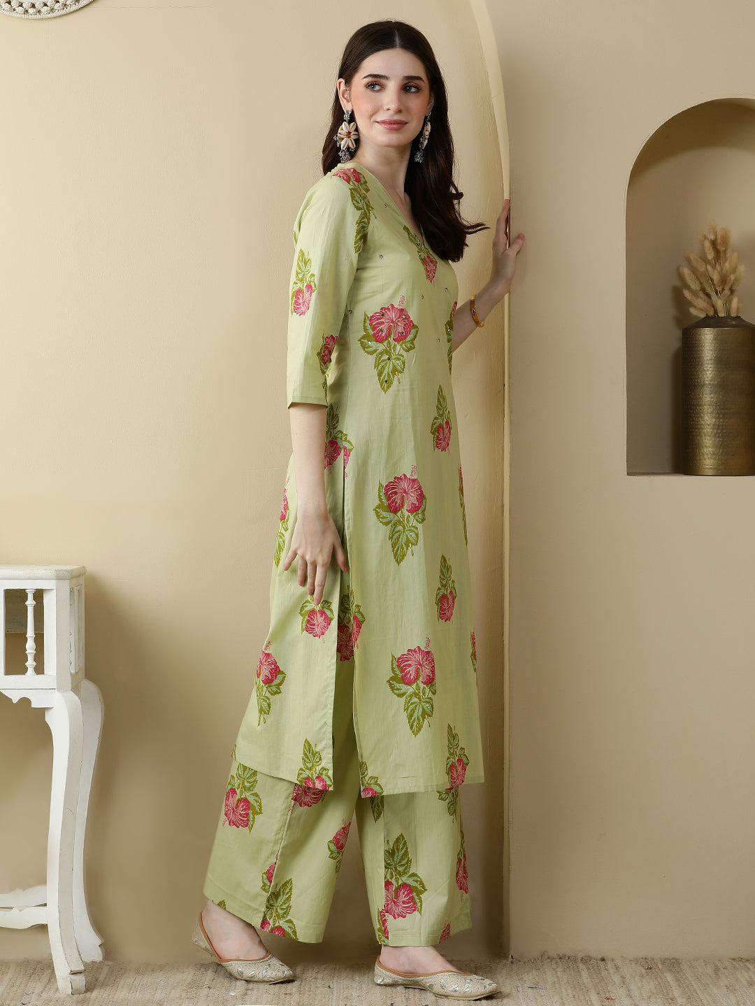 Straight Pure Cotton Printed Kurta Set