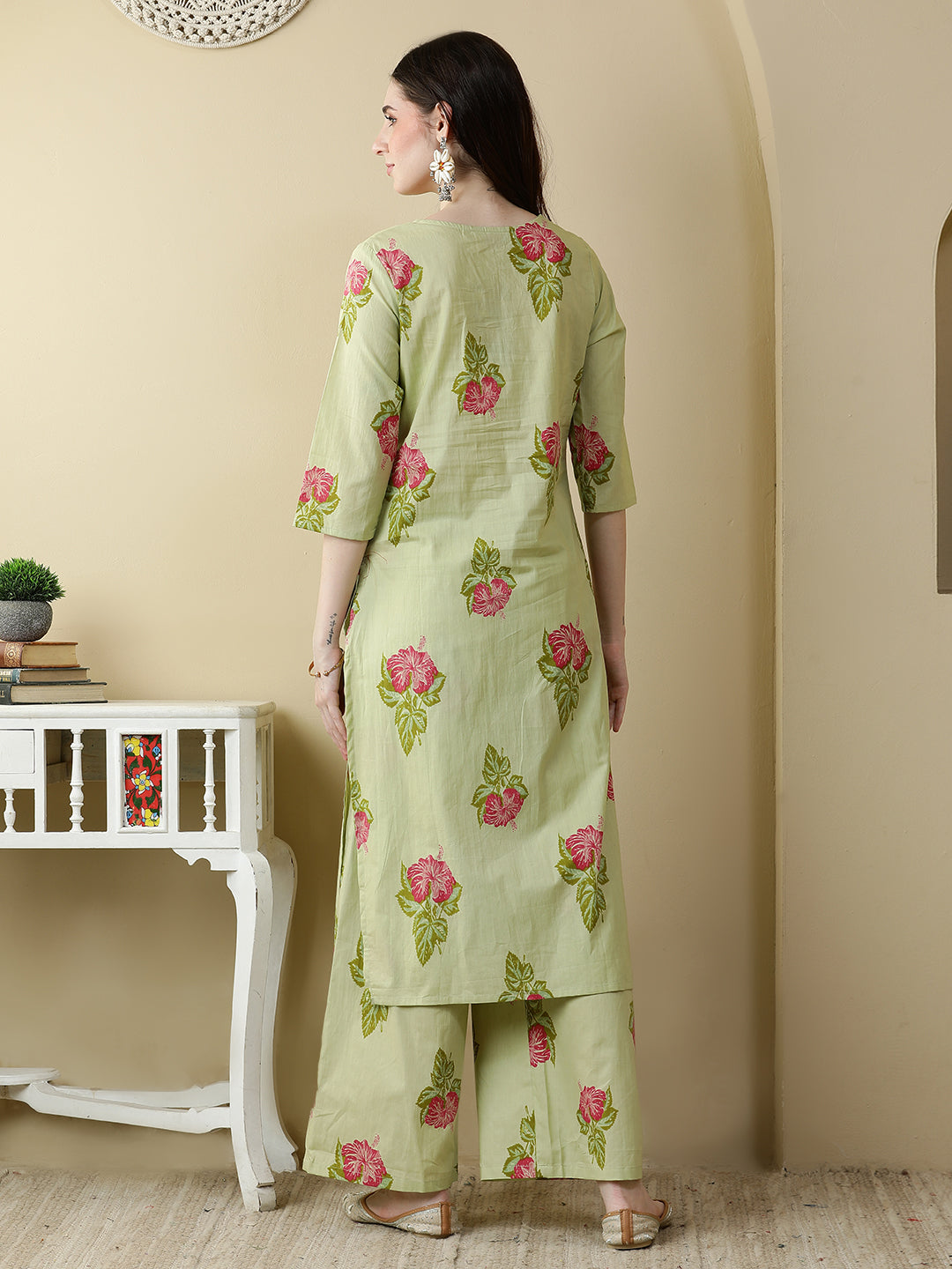 Straight Pure Cotton Printed Kurta Set