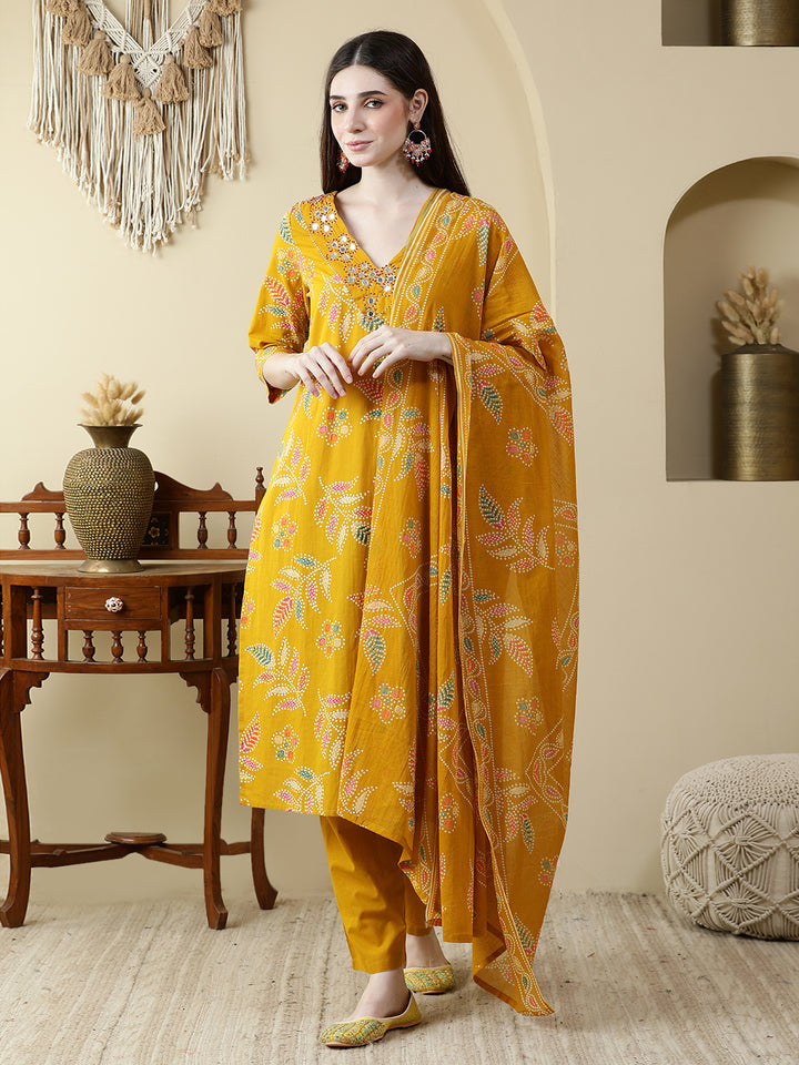 Straight Pure Cotton Printed Kurta Set With Dupatta