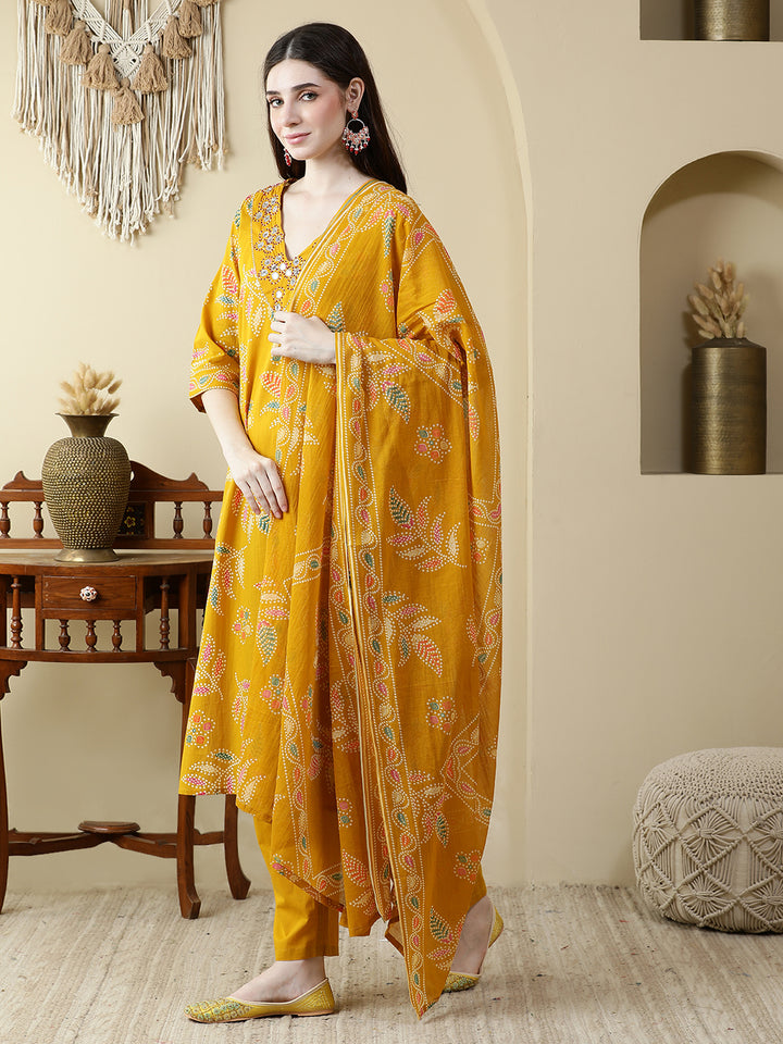 Straight Pure Cotton Printed Kurta Set With Dupatta