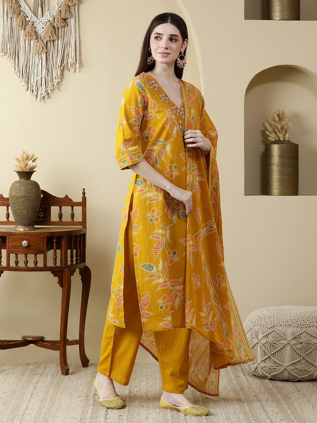 Straight Pure Cotton Printed Kurta Set With Dupatta