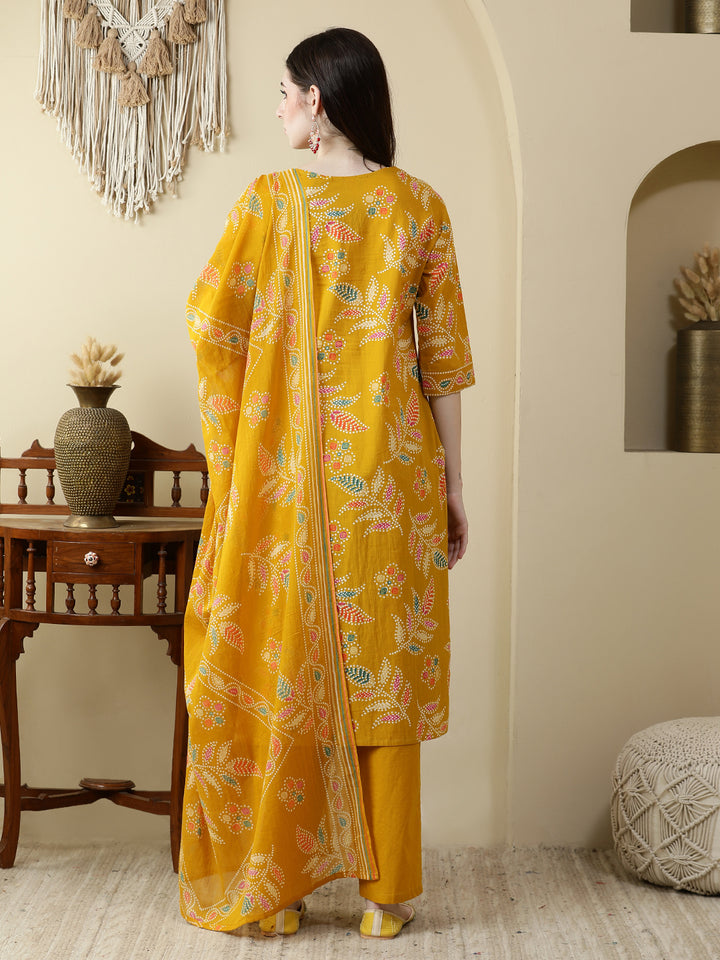 Straight Pure Cotton Printed Kurta Set With Dupatta