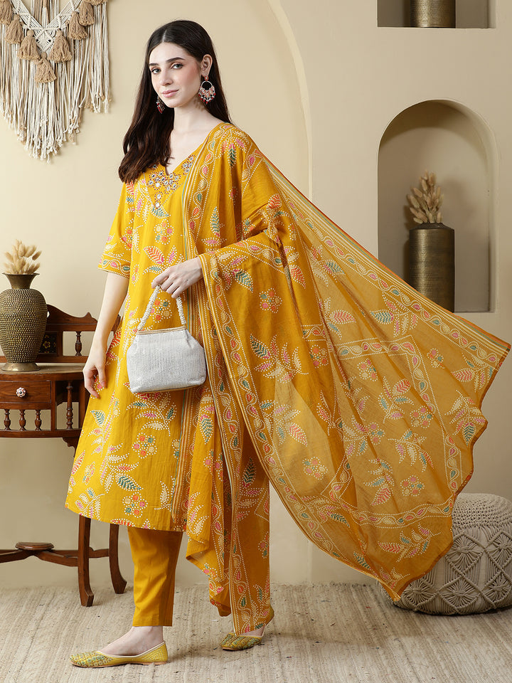 Straight Pure Cotton Printed Kurta Set With Dupatta