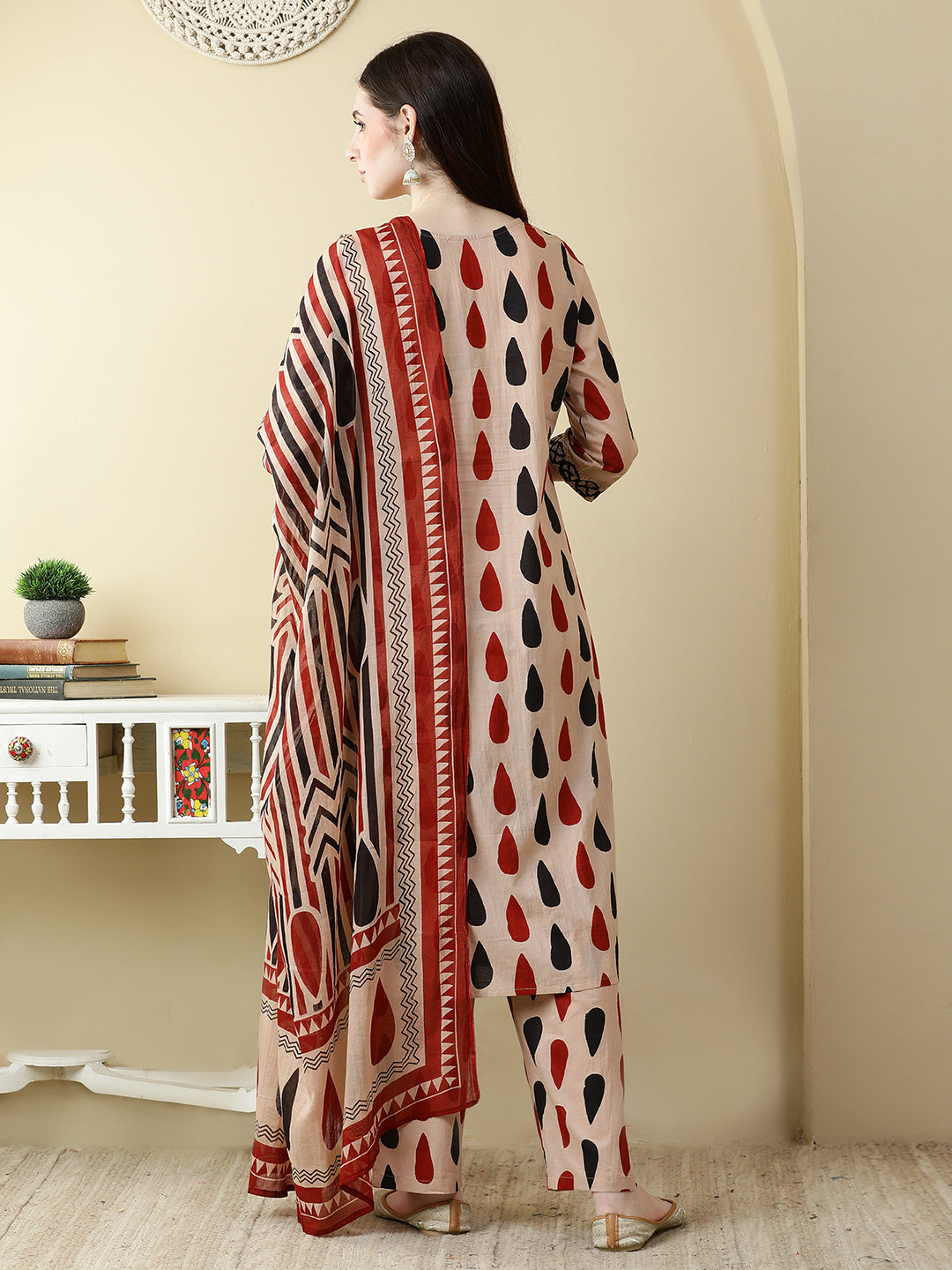 Straight Pure Cotton Printed Kurta Set With Dupatta