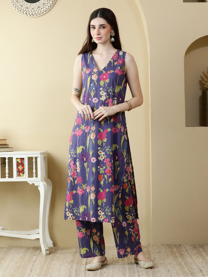 Straight Pure Cotton Printed Kurta Set