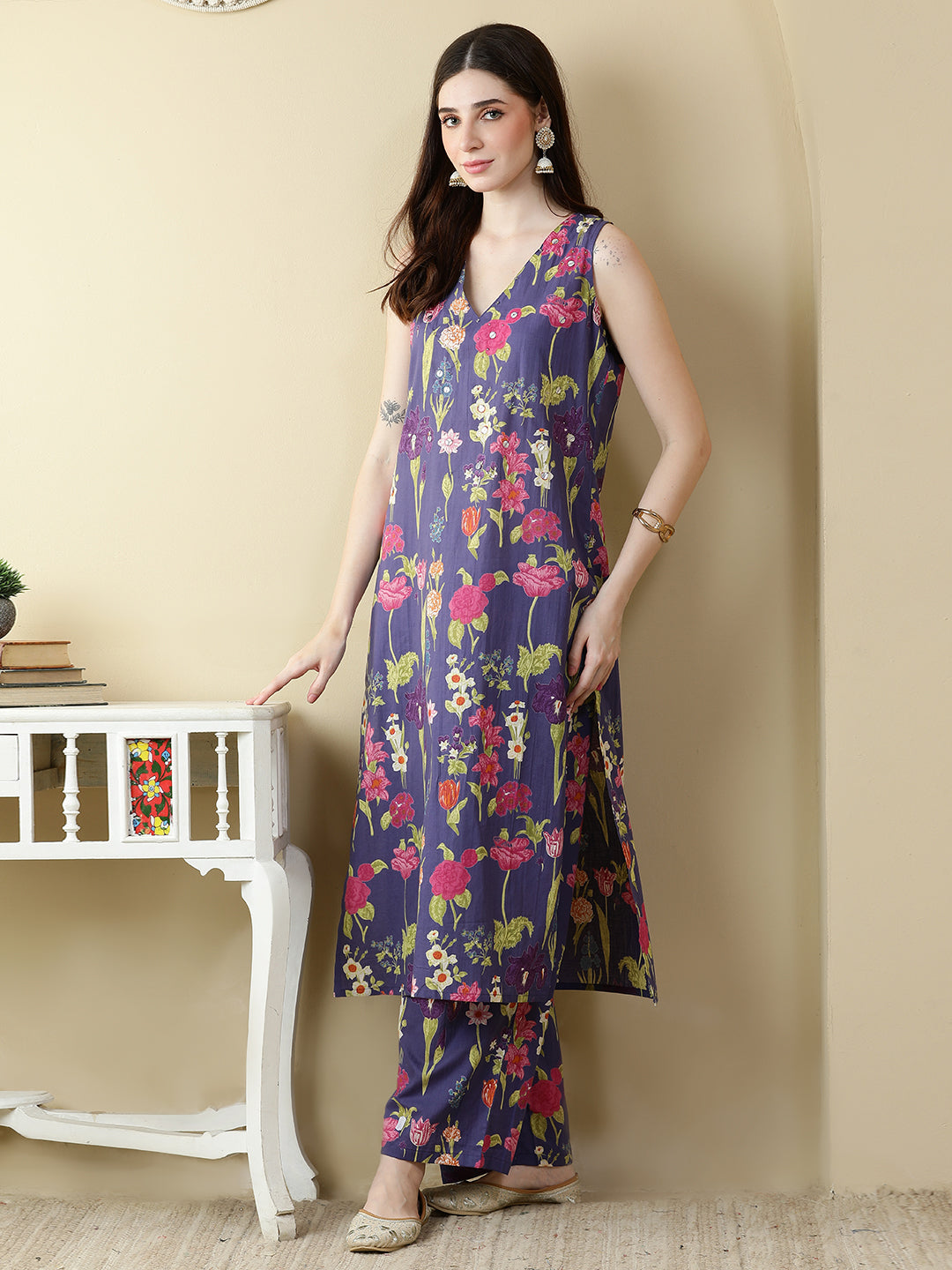 Straight Pure Cotton Printed Kurta Set