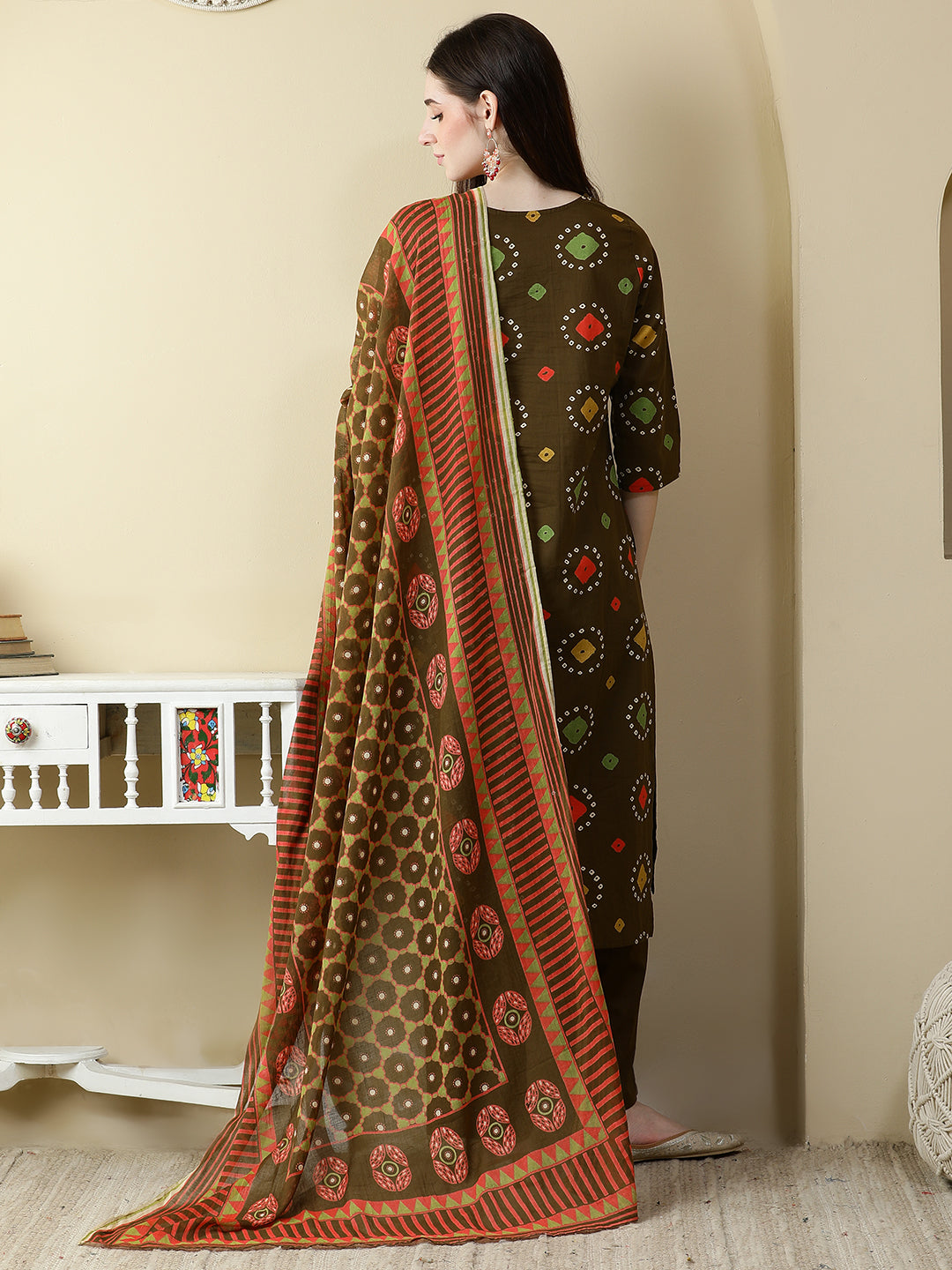 Straight Pure Cotton Printed Kurta Set With Dupatta