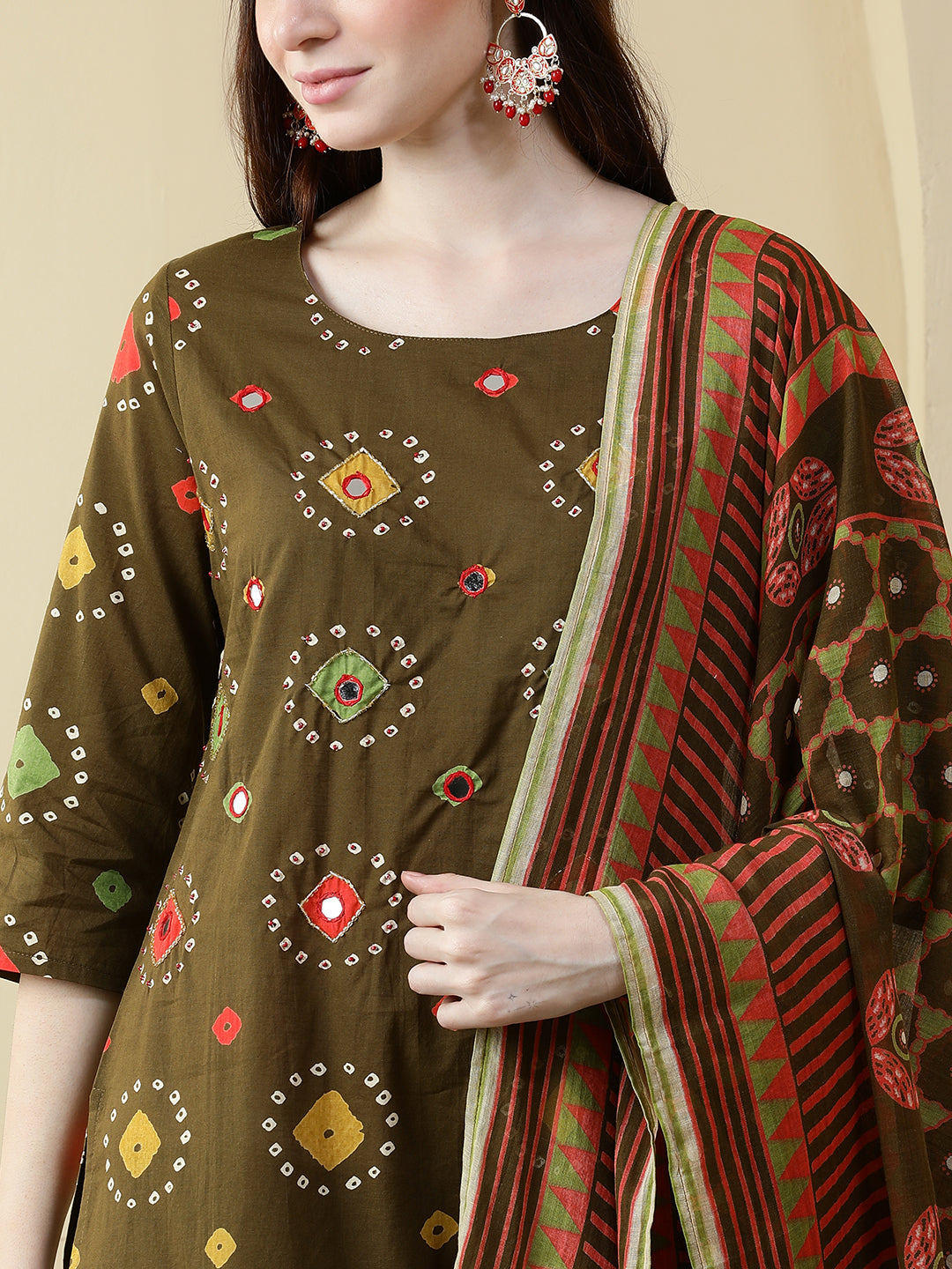 Straight Pure Cotton Printed Kurta Set With Dupatta