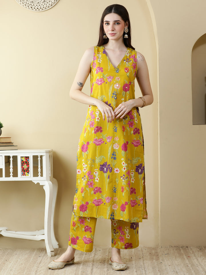 Straight Pure Cotton Printed Kurta Set