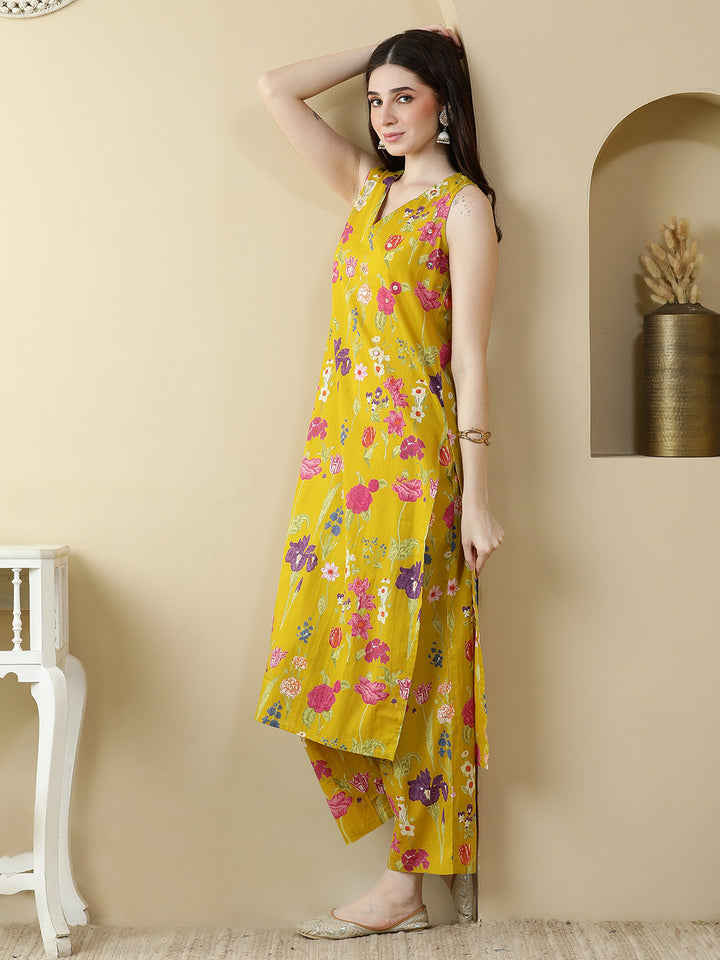 Straight Pure Cotton Printed Kurta Set