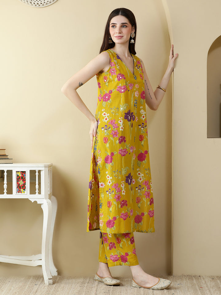 Straight Pure Cotton Printed Kurta Set