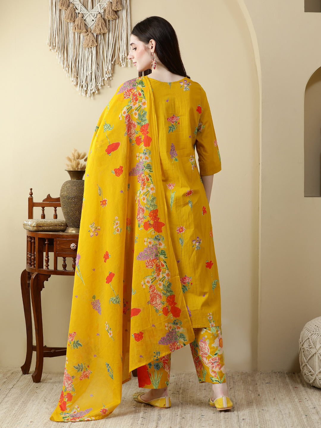 Straight Pure Cotton Printed Kurta Set With Dupatta
