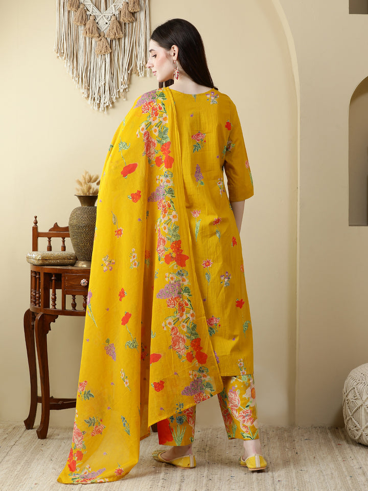 Straight Pure Cotton Printed Kurta Set With Dupatta