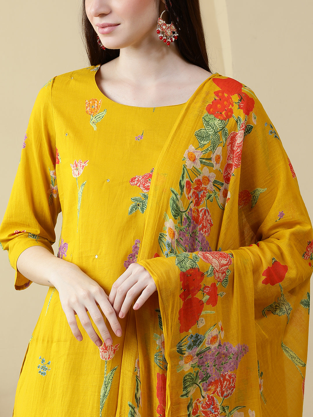 Straight Pure Cotton Printed Kurta Set With Dupatta