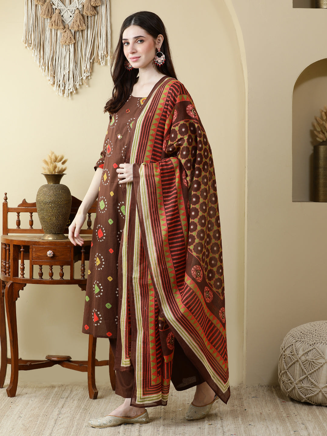 Straight Pure Cotton Printed Kurta Set With Dupatta