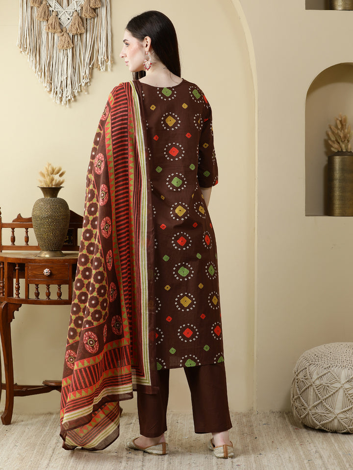 Straight Pure Cotton Printed Kurta Set With Dupatta