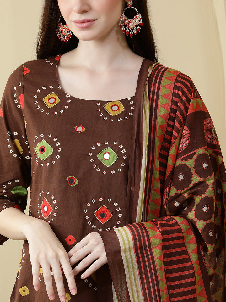 Straight Pure Cotton Printed Kurta Set With Dupatta
