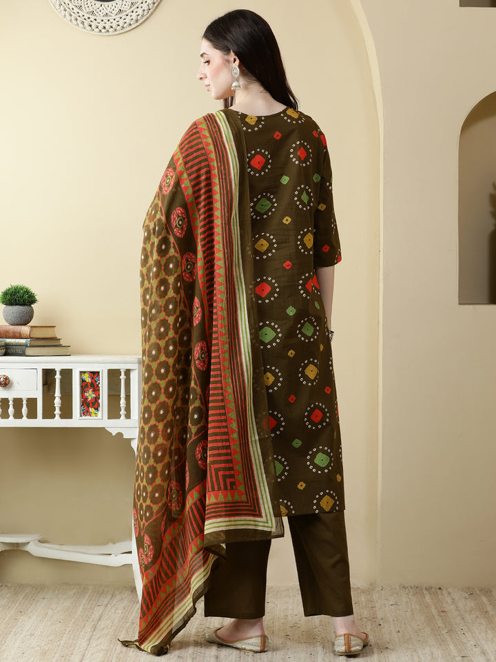Straight Pure Cotton Printed Kurta Set With Dupatta