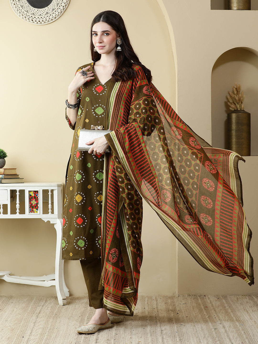 Straight Pure Cotton Printed Kurta Set With Dupatta
