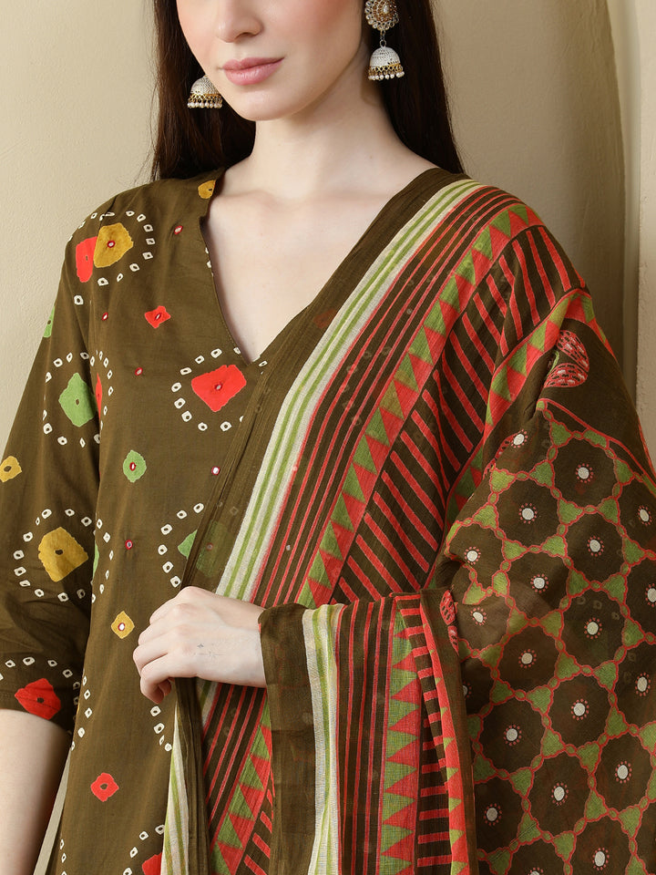 Straight Pure Cotton Printed Kurta Set With Dupatta