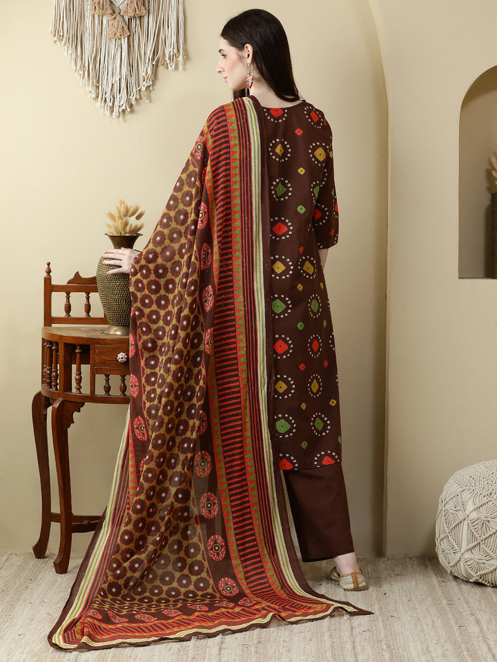 Straight Pure Cotton Printed Kurta Set With Dupatta