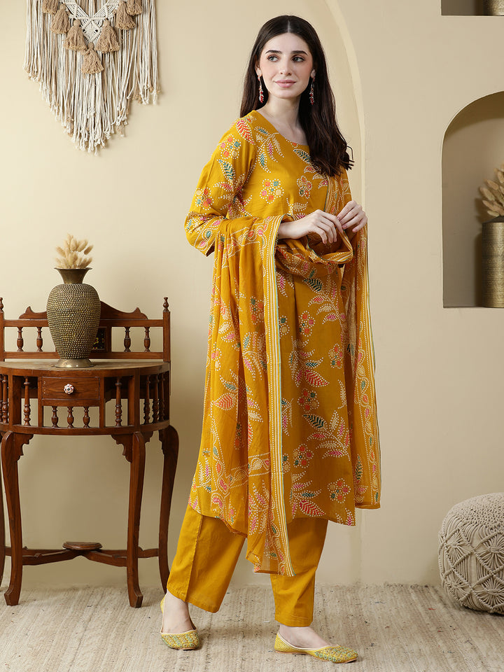 Straight Pure Cotton Printed Kurta Set With Dupatta