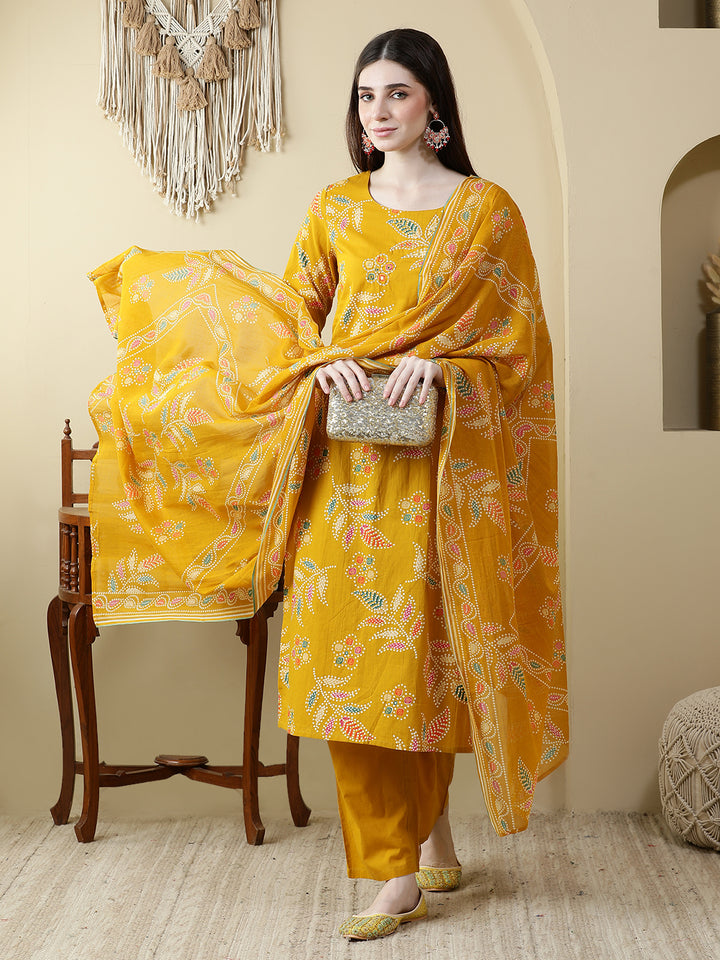 Straight Pure Cotton Printed Kurta Set With Dupatta