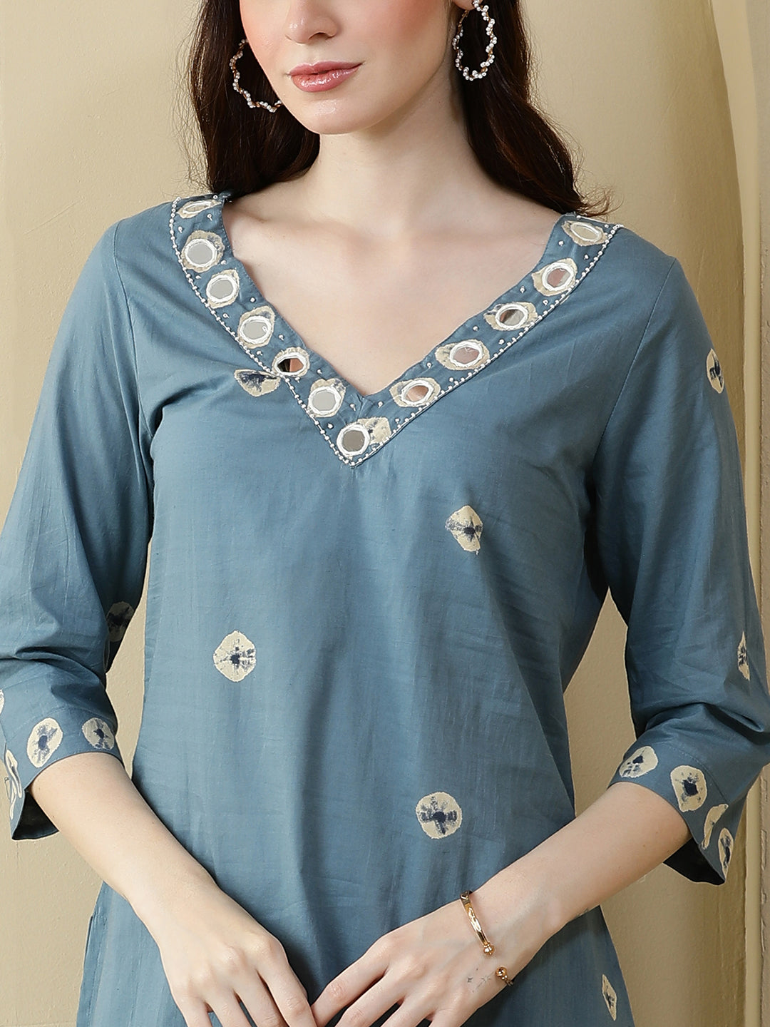 Straight Pure Cotton Dyed Kurta Set