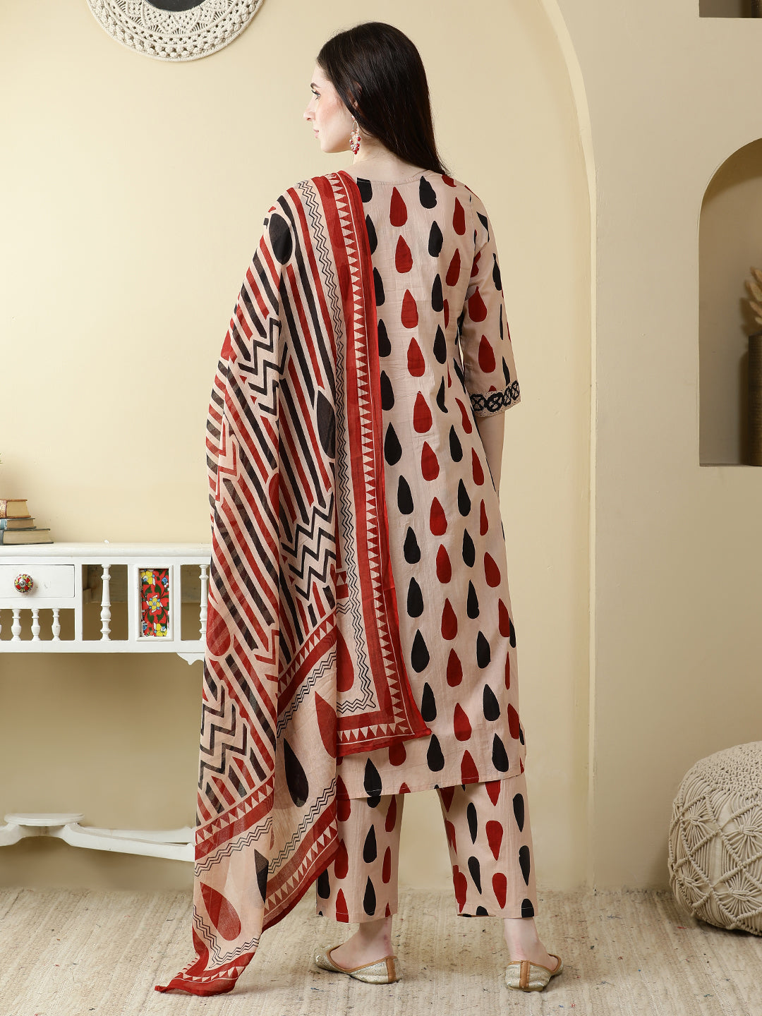 Straight Pure Cotton Printed Kurta Set With Dupatta