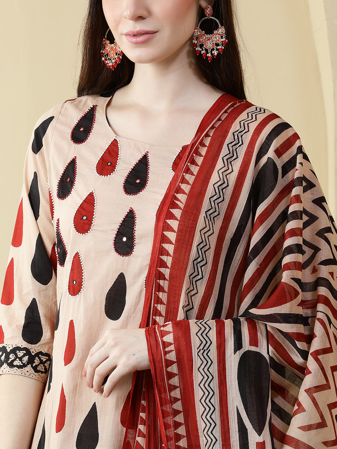 Straight Pure Cotton Printed Kurta Set With Dupatta