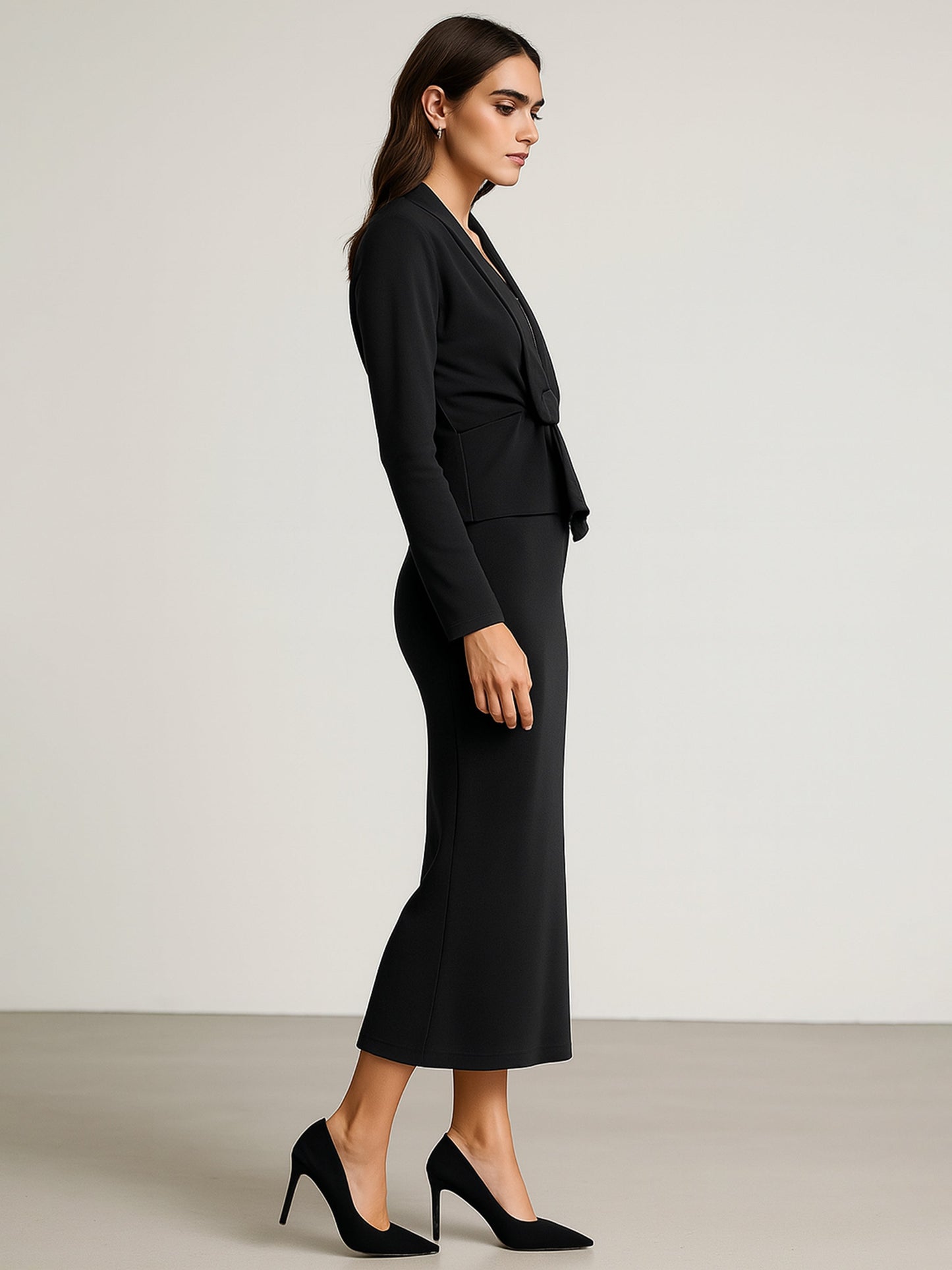 Black Strappy Bodycon Dress With Shrug