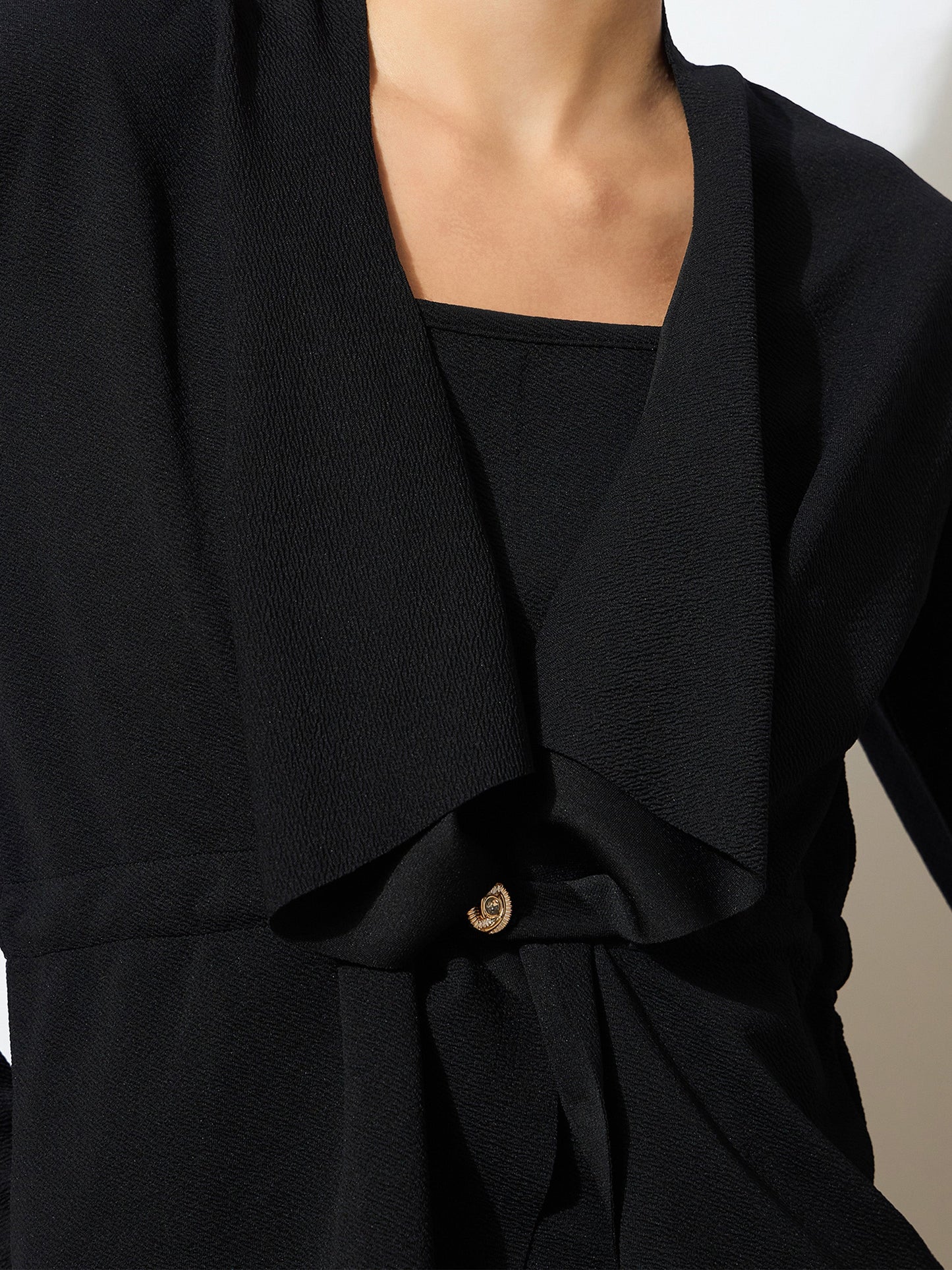 Black Strappy Bodycon Dress With Shrug