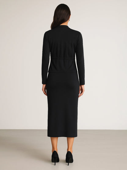 Black Strappy Bodycon Dress With Shrug