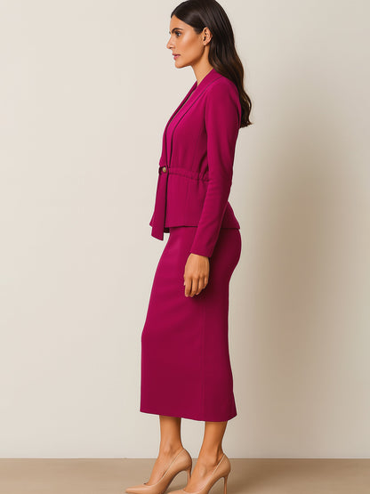Fuchsia Strappy Bodycon Dress With Shrug