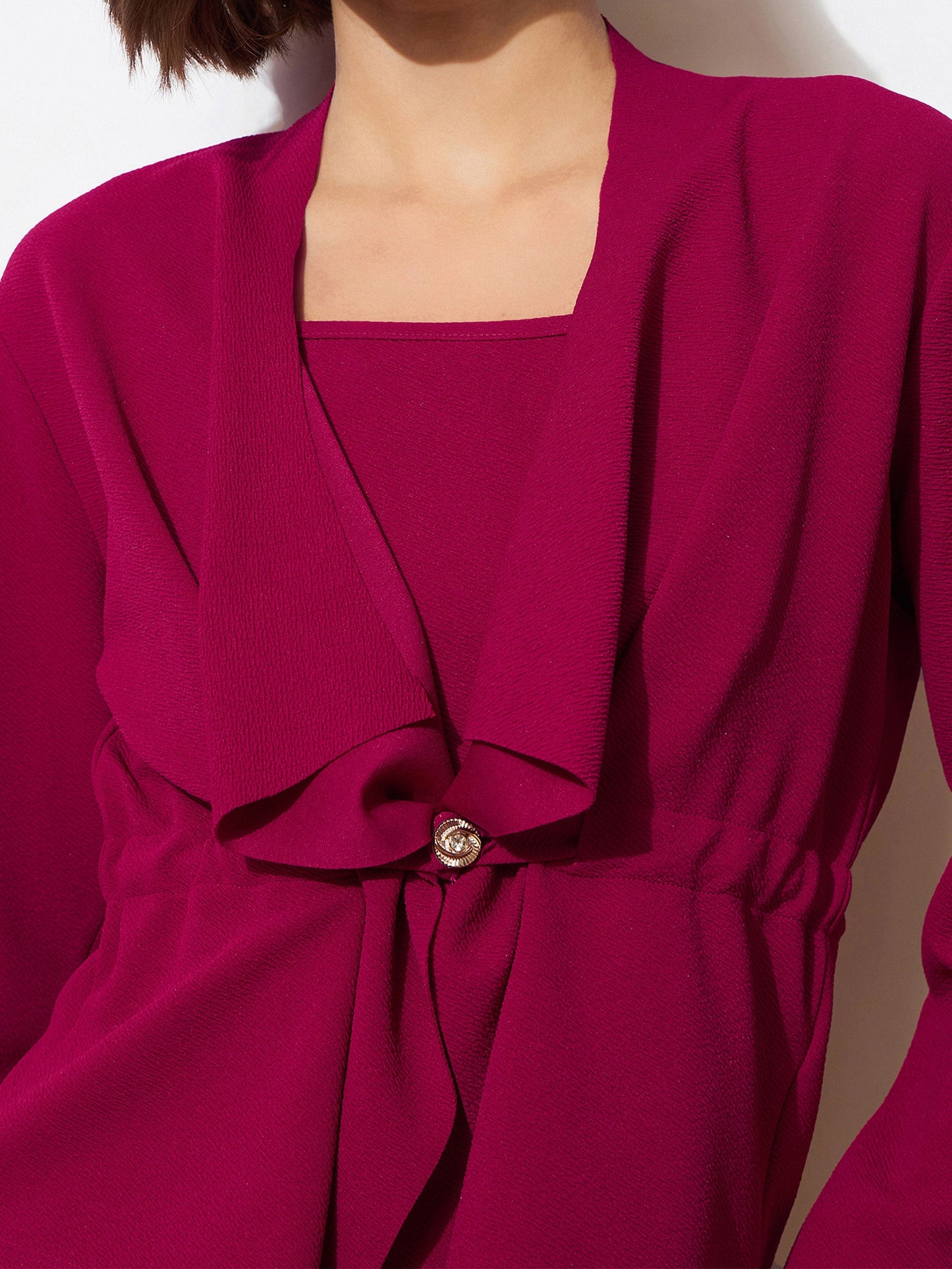 Fuchsia Strappy Bodycon Dress With Shrug