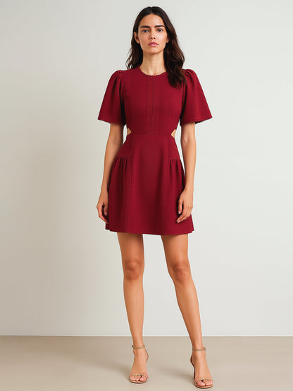 Women Maroon Side Cut Out Short Dress
