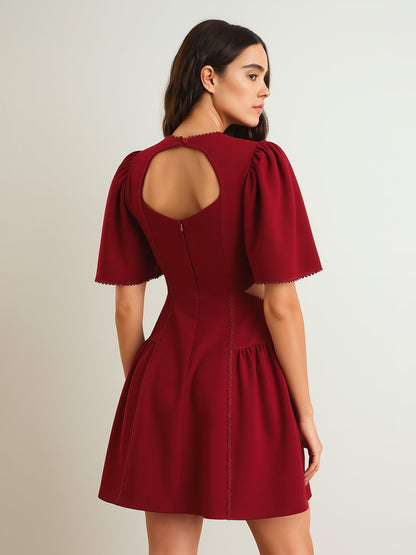 Women Maroon Side Cut Out Short Dress