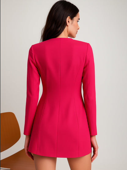 Fuchsia Double Breasted Short Dress