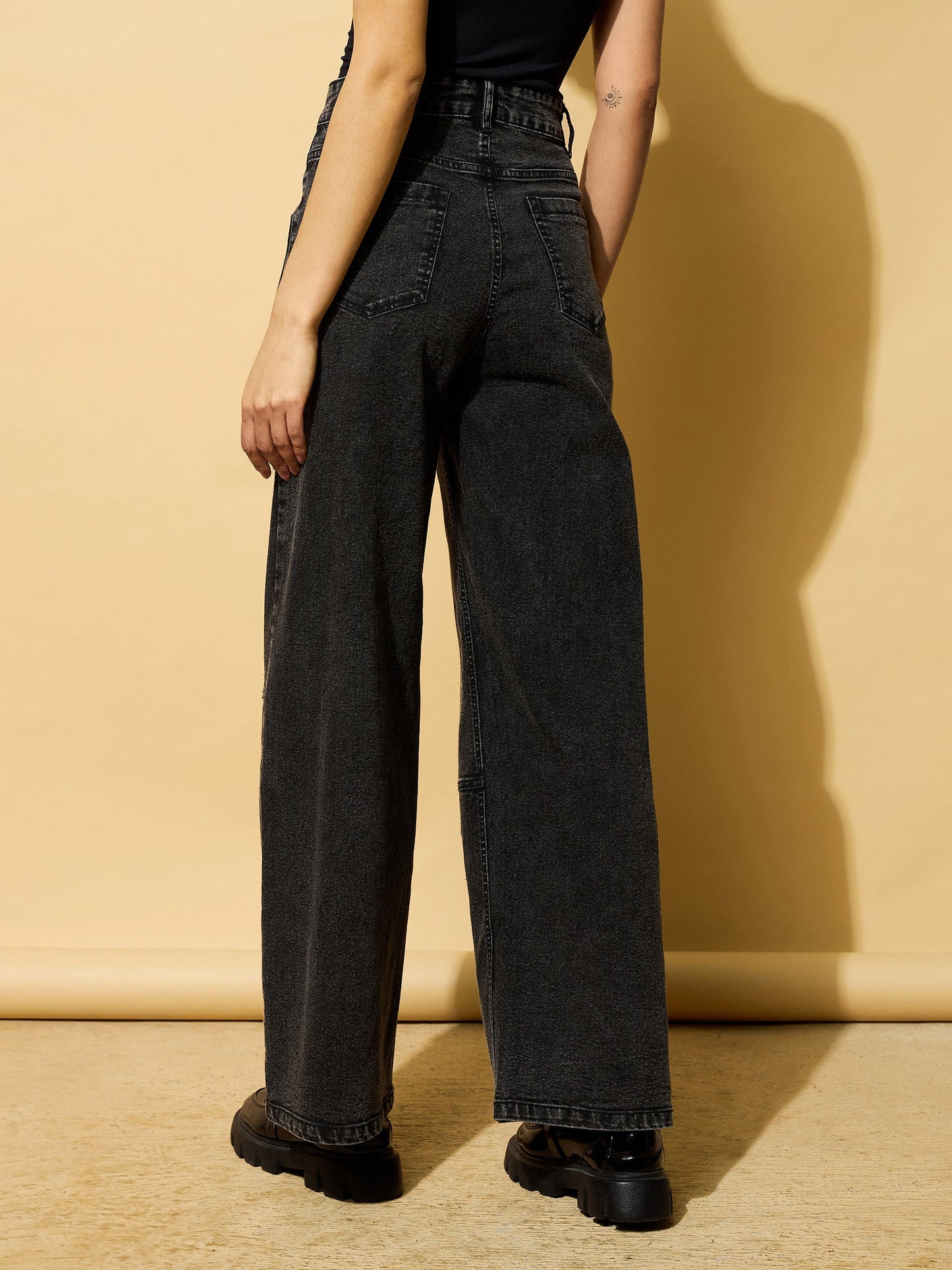 Black Wash Multi Pocket Stretch Straight Jeans
