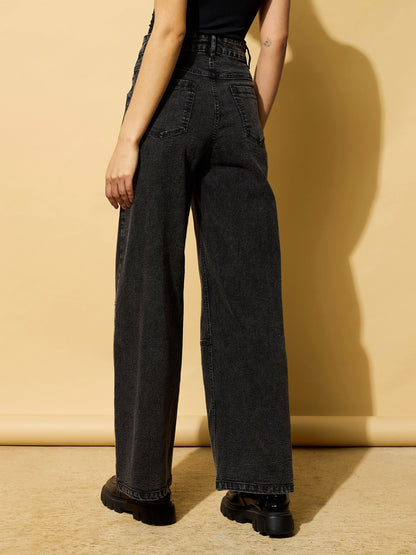 Black Wash Multi Pocket Stretch Straight Jeans
