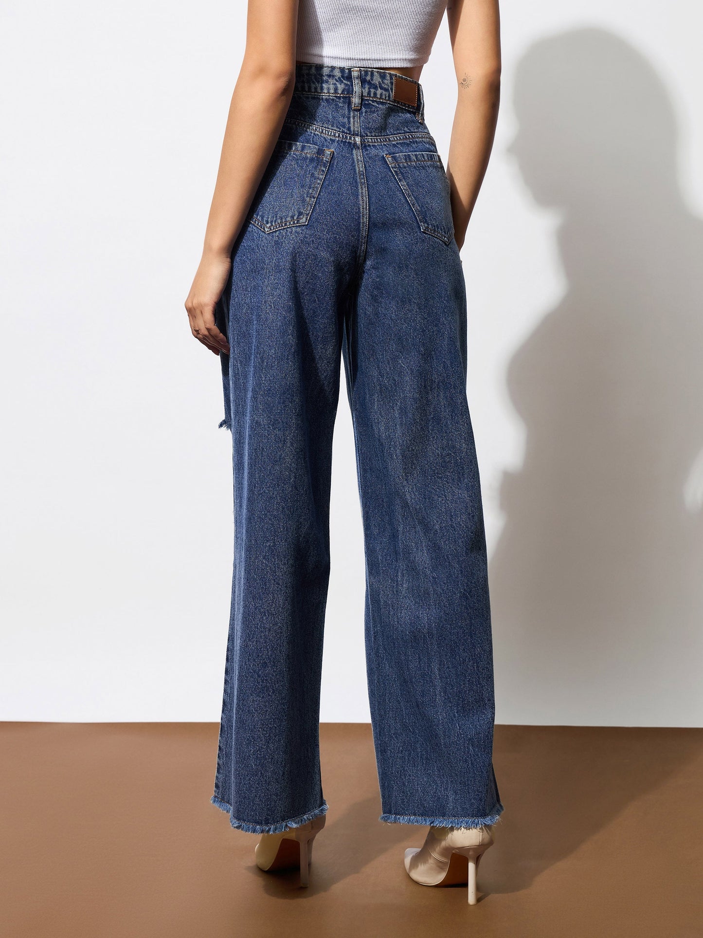 Blue Blast Heavy Distressed Straight Frayed Jeans